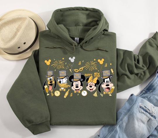 Discover Disney Happy New Year Hoodie,Mickey And Friends Happy New Year 2025  Hoodie,Disney New Year's Eve  Hoodie,Disney Friends Happy New Year 2025