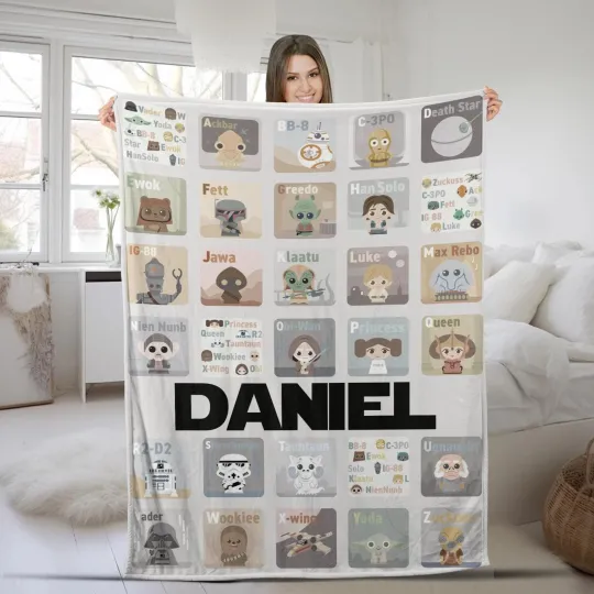 Discover Customized Name Star War Characters Alphabet Fleece Blanket