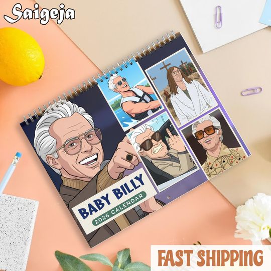 Discover Cartoon Baby Billy Wall Calendar 2026, The Righteous Gemstones Fan Gift, Misbehavin Tour, Baby Billy Lover Gift, Vintage TV Show