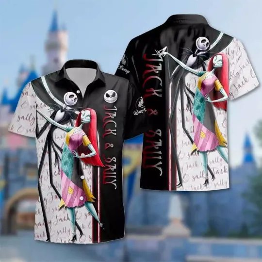 Discover Couple Nightmare Jack Skellington & Sally Dancing Halloween Hawaiian Shirt