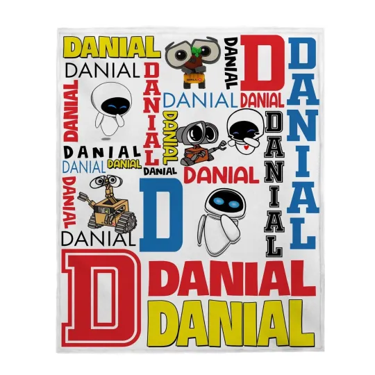 Discover Disney Eve Wall-E Blanket, Personalized Blanket, Custom Name Fleece Blanket