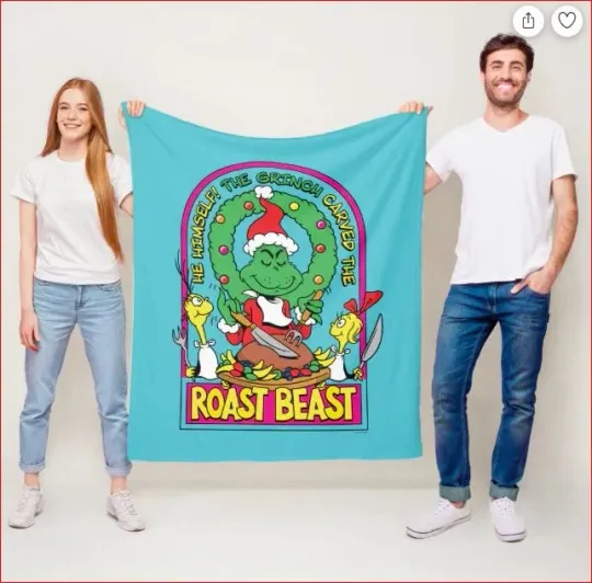 Discover Seuss Geisel | Roast Beast Graphic Fleece Blanket Holiday Christmas