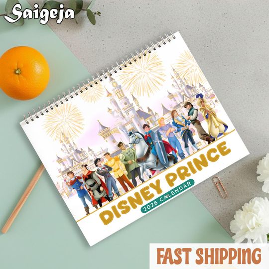 Discover Disney Prince Calendar 2026, Classic Disney Heroes Wall Calendar, Disney Prince Fan Gift