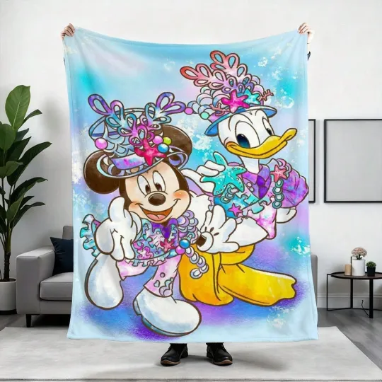 Discover Disney Cute Minnie And Daisy Fleece Blanket Sofa HomeDecor 7