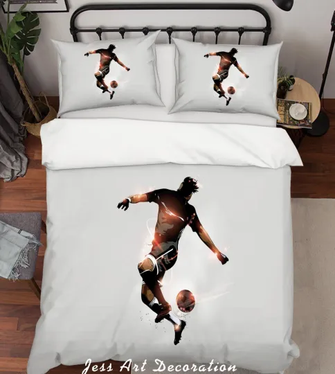 Discover 3D Football Star Quilt Cover Set with Pillowcases - Bedding Sets for Home & Living