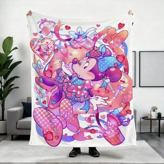 Discover Disney Minnie Mouse  Christmas Fleece Blanket Sofa HomeDecor 5