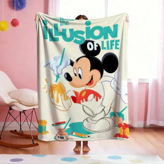 Discover Disney Mickey The Illusion Of Life Fleece Blanket Sofa HomeDecor 4