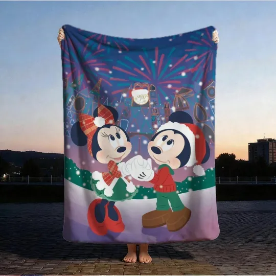 Discover Disney Mickey And Minnie Christmas Fleece Blanket Sofa HomeDecor