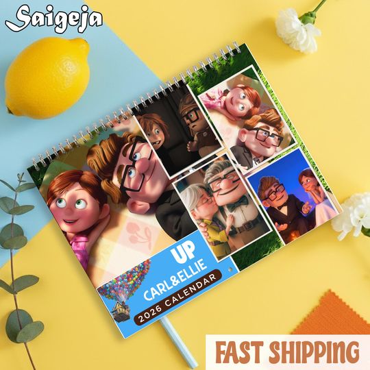Discover Up Movie Calendar 2026, Carl and Ellie Love Story Wall Calendar, Disney Up Fan Gift, Sweet Couple Anniversary Gift
