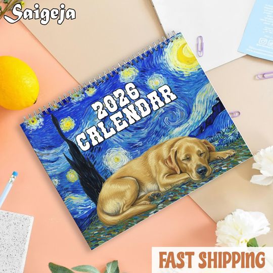 Discover Dog Art Calendar 2026, Impressionist Dog Wall Planner, Aesthetic Fine Art Lover Gift, Dog Lover Gift
