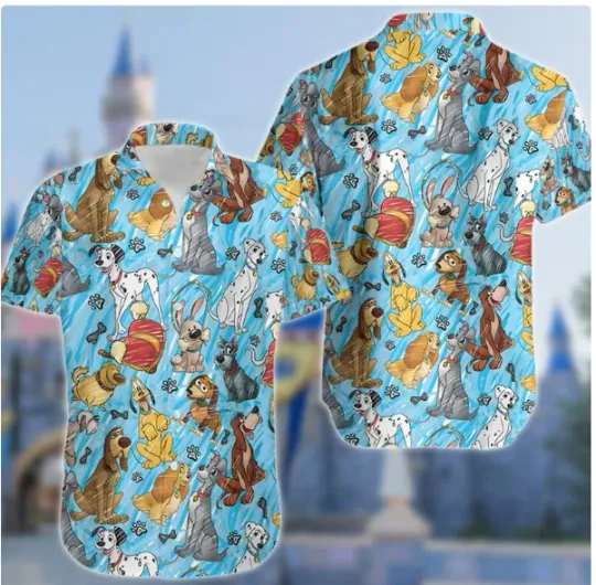 Lady and The Tramp Dogs Character Hawaiian Shirt for Men and Women