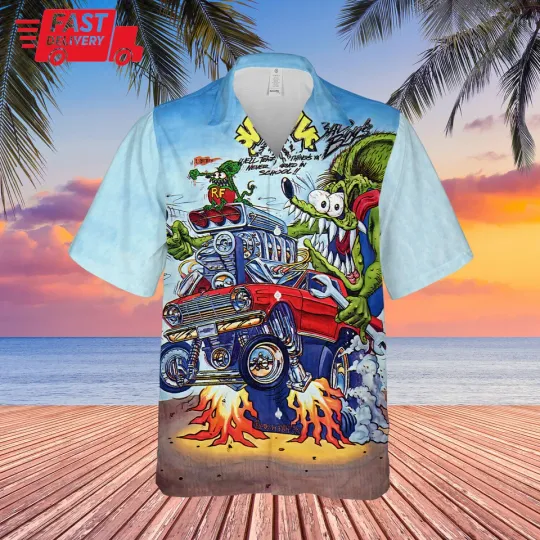 Discover Fix The Hot Rod Breathing Rat Fink Hawaiian Shirt for Men and Women