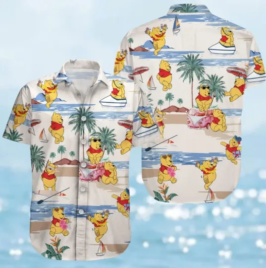 Discover Winnie The Pooh Cute Bear Hawaiian Shirt for Men and Women