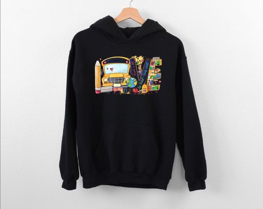 Discover Love School Hoodie, Teacher Appreciation Hoodie, School Bus Hoodie, School Life Hoodie, New School Year Hoodie, First Grade Teacher Hoodie