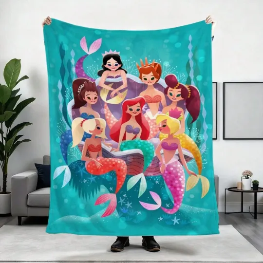 Discover Disney Fuzzy Mermaid Princess Fleece Blanket Decor Home  Sofa 21