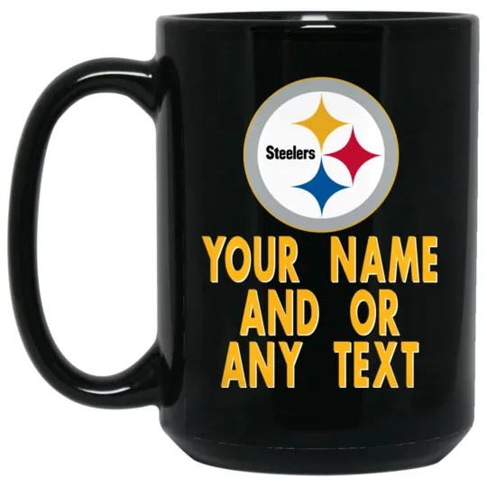 Discover Custom Personalized Pittsburgh Steeler Black Ceramic Coffee Mug Cup