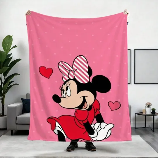 Discover Disney Cute Minnie Mouse Fleece Blanket Sofa HomeDecor 6