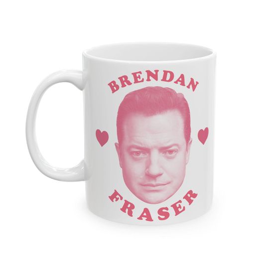 Discover Brendan Fraser pink heart mug, Brendan Fraser funny mug