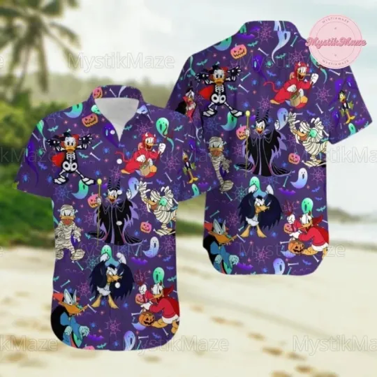 Discover Halloween Donald Button Shirt, Donald Duck Shirt 3D HAWAII SHIRT All Over Print