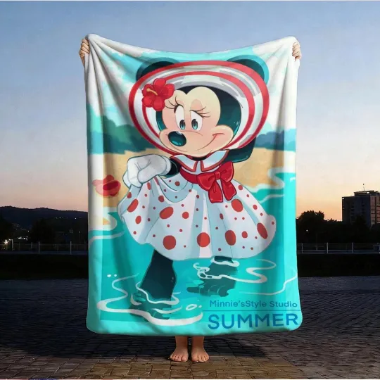 Discover Disney Minnie Mouse Summer Fleece Blanket Sofa HomeDecor 5