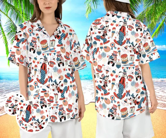 Discover Goofy Happy 4th of July Patriotic Goofy Dog 3D HAWAII SHIRT US Size Best Price