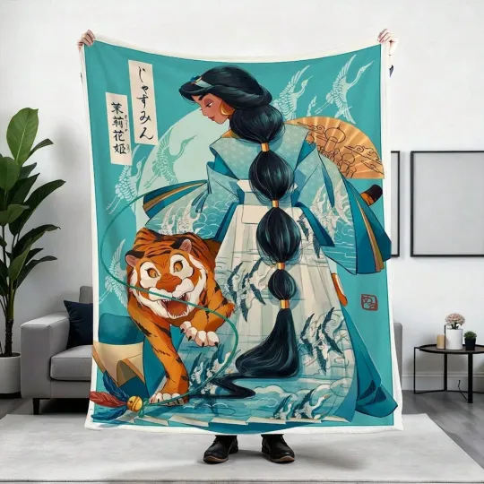 Discover Disney Fuzzy PrIncess Jasmine Christmas Fleece Blanket Decor Home  Sofa 21