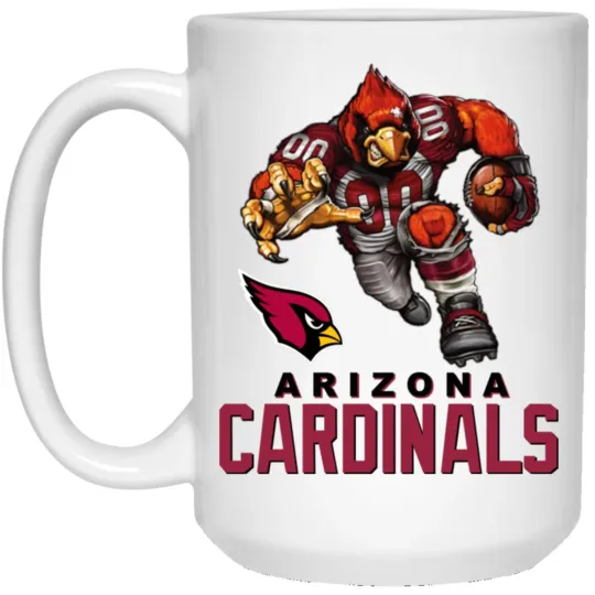 Discover Arizonna Cardinals Big Red Logo Player Mascot White 15 oz Ceramic Coffee Mug Cup