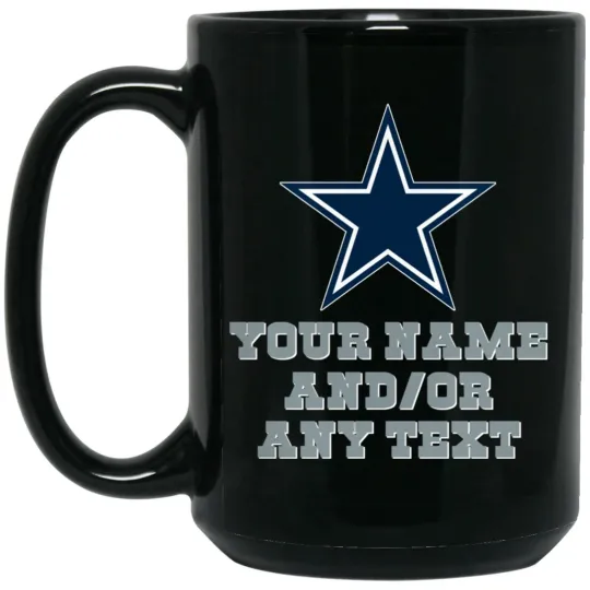 Custom Personalized Dallas Cowboys Black Ceramic Coffee Mug Cup