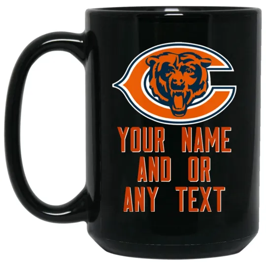 Custom Personalized Chicago Bears Black Ceramic Coffee Mug Cup