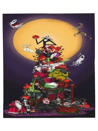 Discover Disney Fuzzy Jack Skellington Nightmare Before Chri Fleece Blanket Decor Home 17