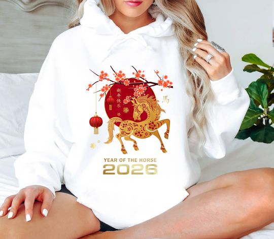 Discover 2026 Year Of The Horse Hoodie, Chinese New Year Sweater, Chinese Horse Hoodie