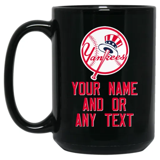 Discover Custom Personalized New York Yankees Old Logo Black Ceramic Coffee Mug Cup