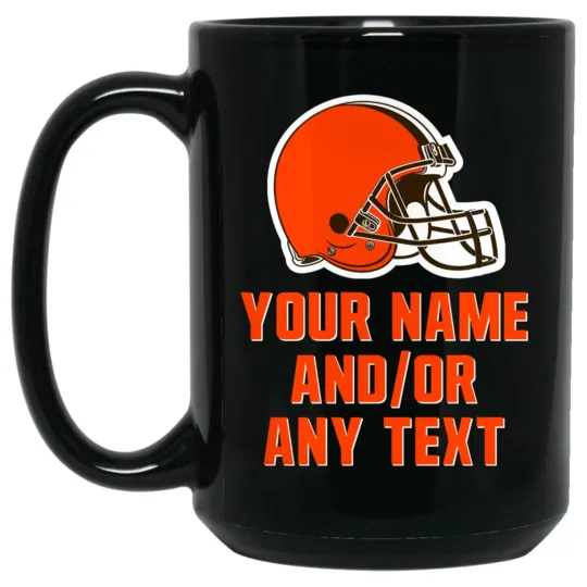 Custom Personalized Cleveland Browns Black Ceramic Coffee Mug Cup