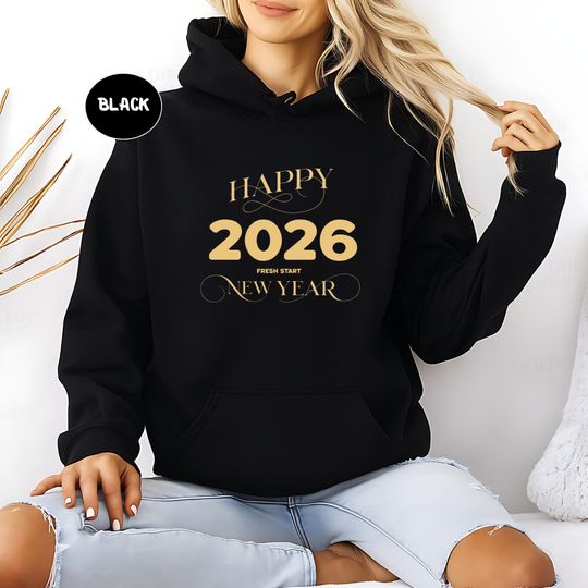 Discover Happy 2026 Fresh Start Hoodie New Year Minimalist New Years Eve Outfit Holiday Winter Hoodie Family Matching New Year Gift