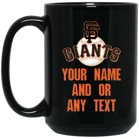 Custom Personalized San Francisco Giants Logo Black Ceramic Coffee Mug Cup