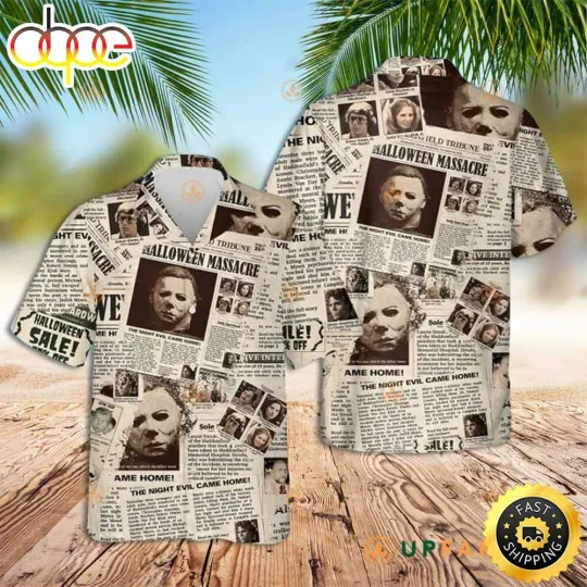 Halloween Michael Myers Newspaper Hawaiian Shirt for Men and Women