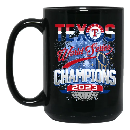 2023 World Series Champions Texas Rangers Black Ceramic Coffee Mug Cup