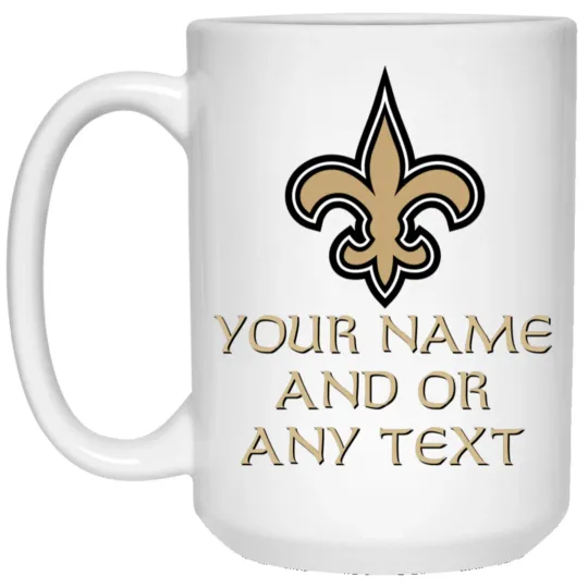 Custom Personalized New Orleans Saints White Ceramic Coffee Mug Cup