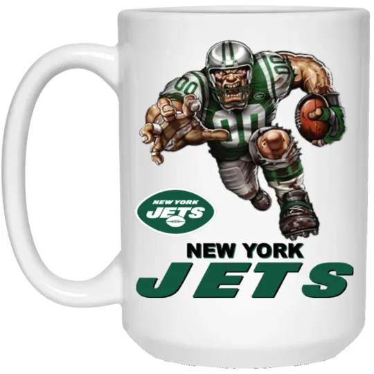 Discover New York Jets Logo Player Mascot White Ceramic Coffee Mug Cup