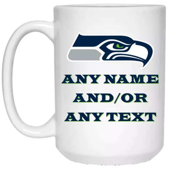 Custom Personalized Seattle Seahawks White Ceramic Coffee Mug Cup