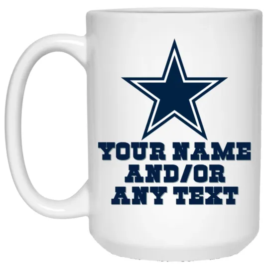 Custom Personalized Dallas Cowboys White Ceramic Coffee Mug Cup