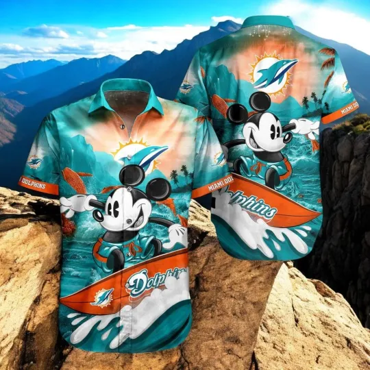 Discover Miami Dolphins Hawaiian Shirt Mickey Mouse Hawaiian Shirt