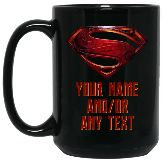 Custom Personalized Superman S Shield Kal El Black Ceramic Coffee Mug Cup