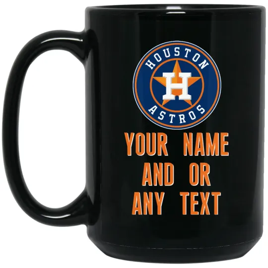 Custom Personalized Houston Astros Black Ceramic Coffee Mug Cup