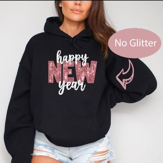 Happy New Year Hoodie 2026: Coquette Disco Ball Party Pullover