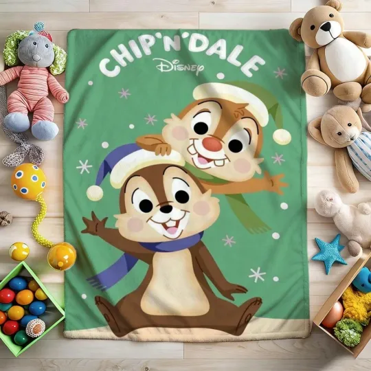 Discover Disney Chip&Dale  Christmas Fleece Blanket Sofa HomeDecor