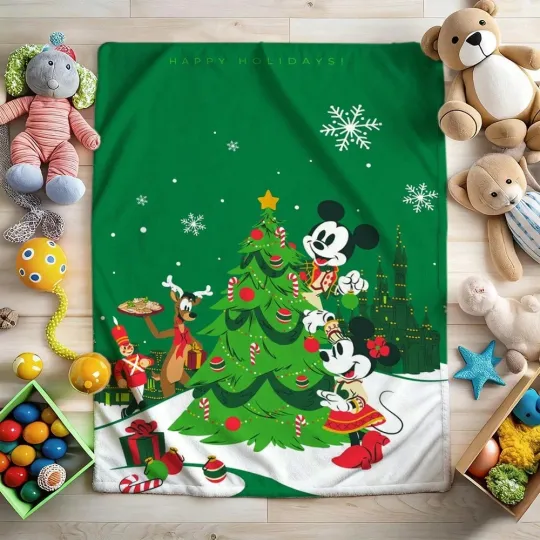 Discover Disney Mickey And Minnie And Friends Christmas Fleece Blanket Sofa HomeDecor