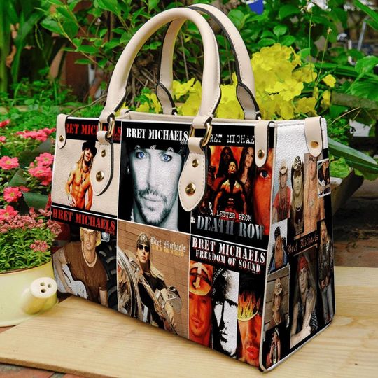 Discover Vintage Bret Michaels Rock Music Women Leather Handbag, Lover Bret Michaels Handbag, Custom Leather Bag, Shopping Bag, Personalized Bag.