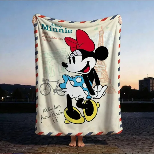 Discover Disney Cute  Minnie Mouse Christmas Fleece Blanket Sofa HomeDecor 6