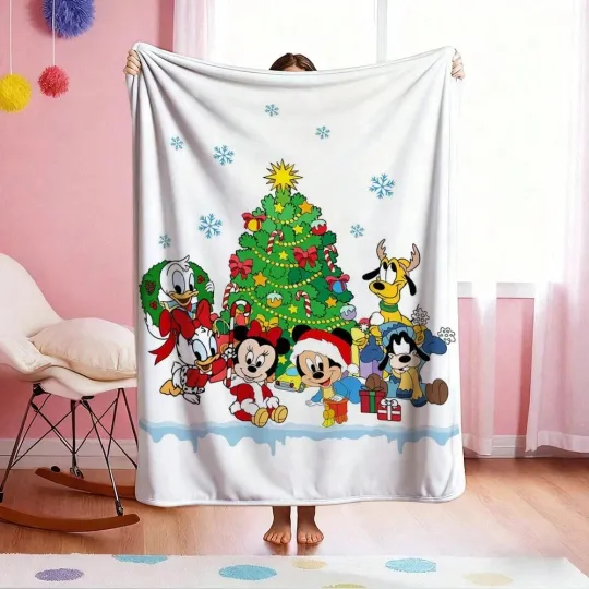 Discover Disney Mickey Mouse ChristmasFleece Blanket Sofa HomeDecor 5